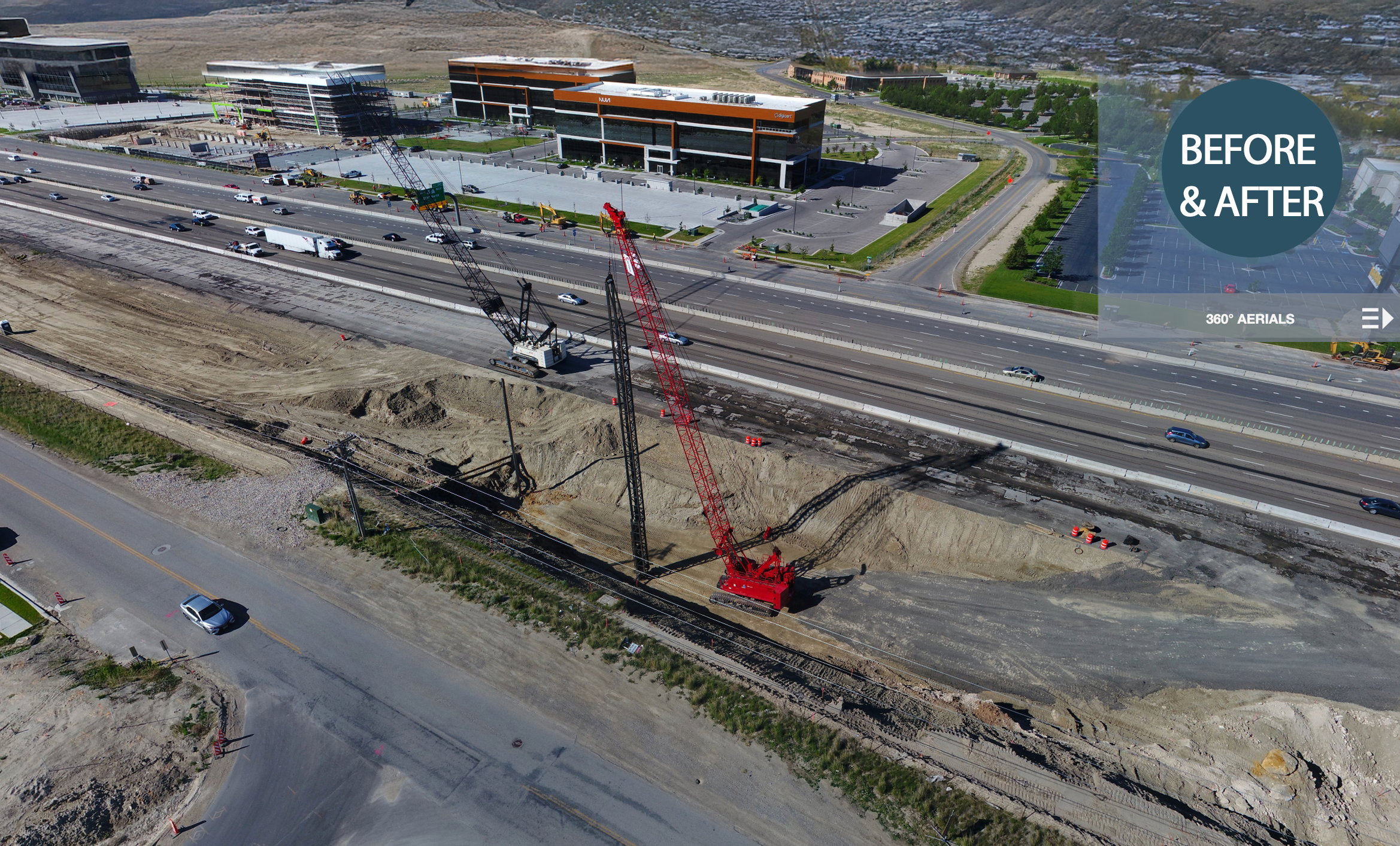 Before, After, construction progress, 2d map, drone service, 1