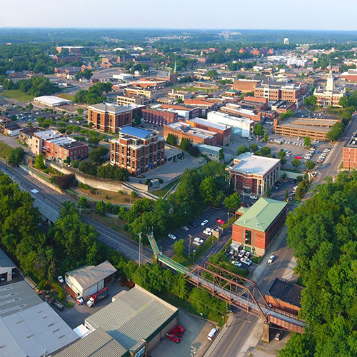 downtown, clarksville aerial photography, clarksvillle drone services, cityscape