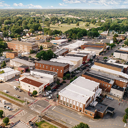 downtown dickson-aerial photography, dickson drone services, cityscape